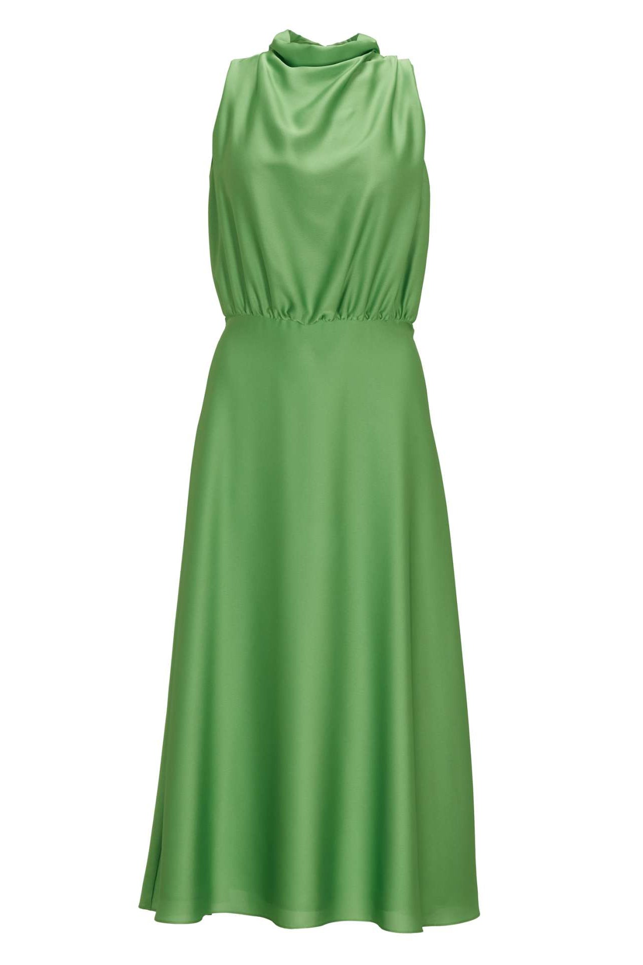 Midi Kleid aus nachhaltigem Satin mit Drapierung am Kragen