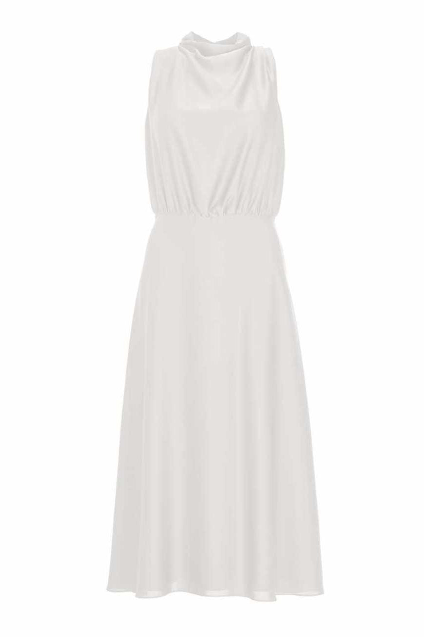 Midi Kleid aus nachhaltigem Satin mit Drapierung am Kragen