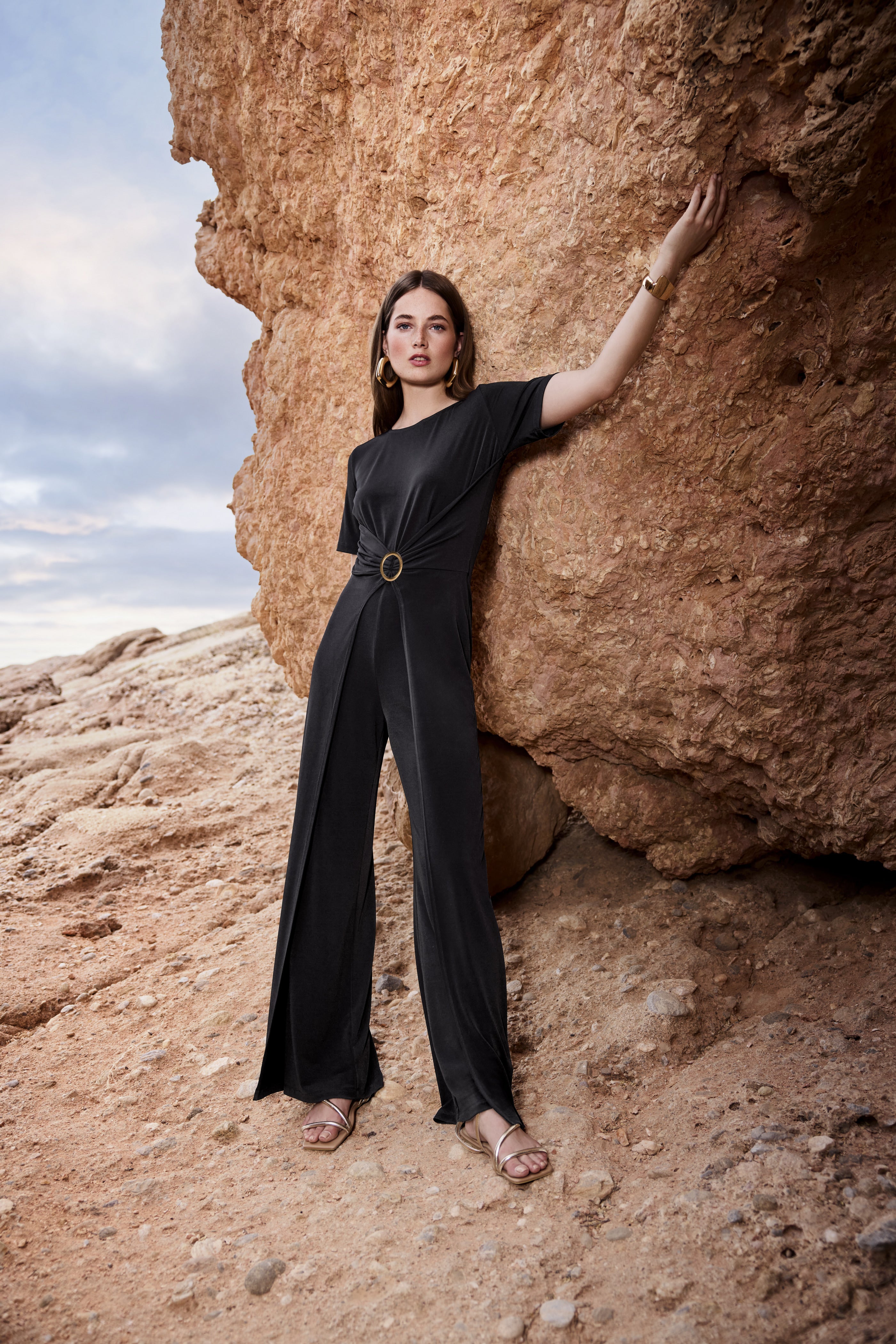Jumpsuit aus Jersey mit Zierschnalle black