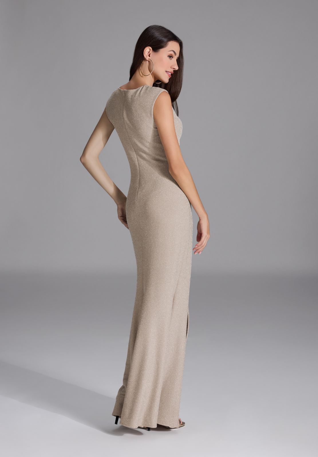 Abendkleid aus Glitzerjersey mit Raffung