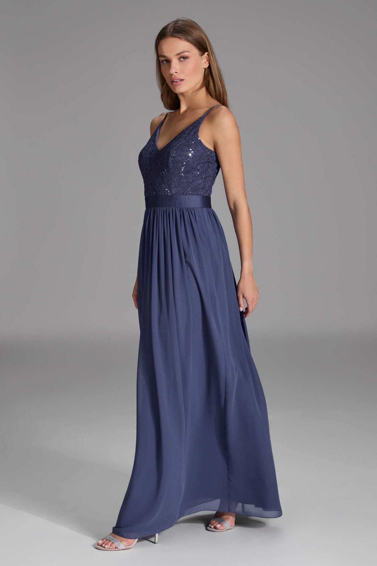 Abendkleid aus Spitze-Chiffon-Mix