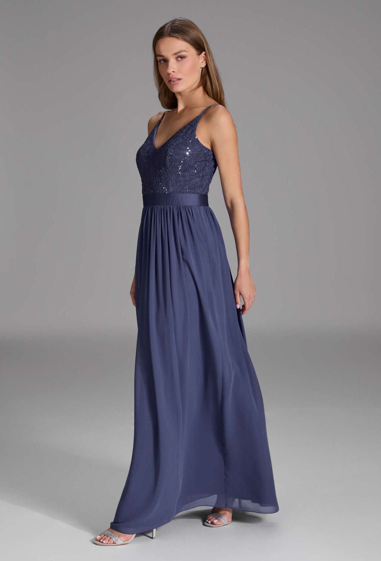 Abendkleid aus Spitze-Chiffon-Mix