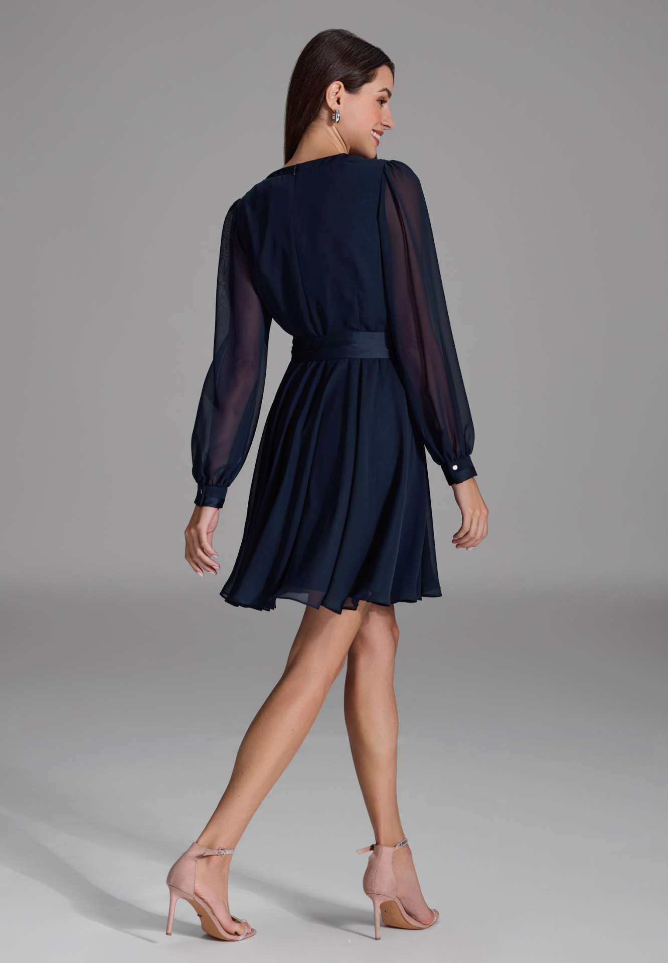 Cocktailkleid aus Chiffon mit Satin Kanten