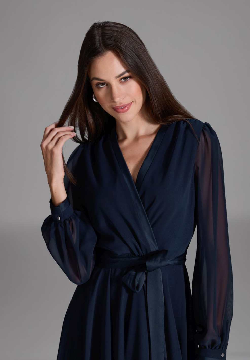 Cocktailkleid aus Chiffon mit Satin Kanten