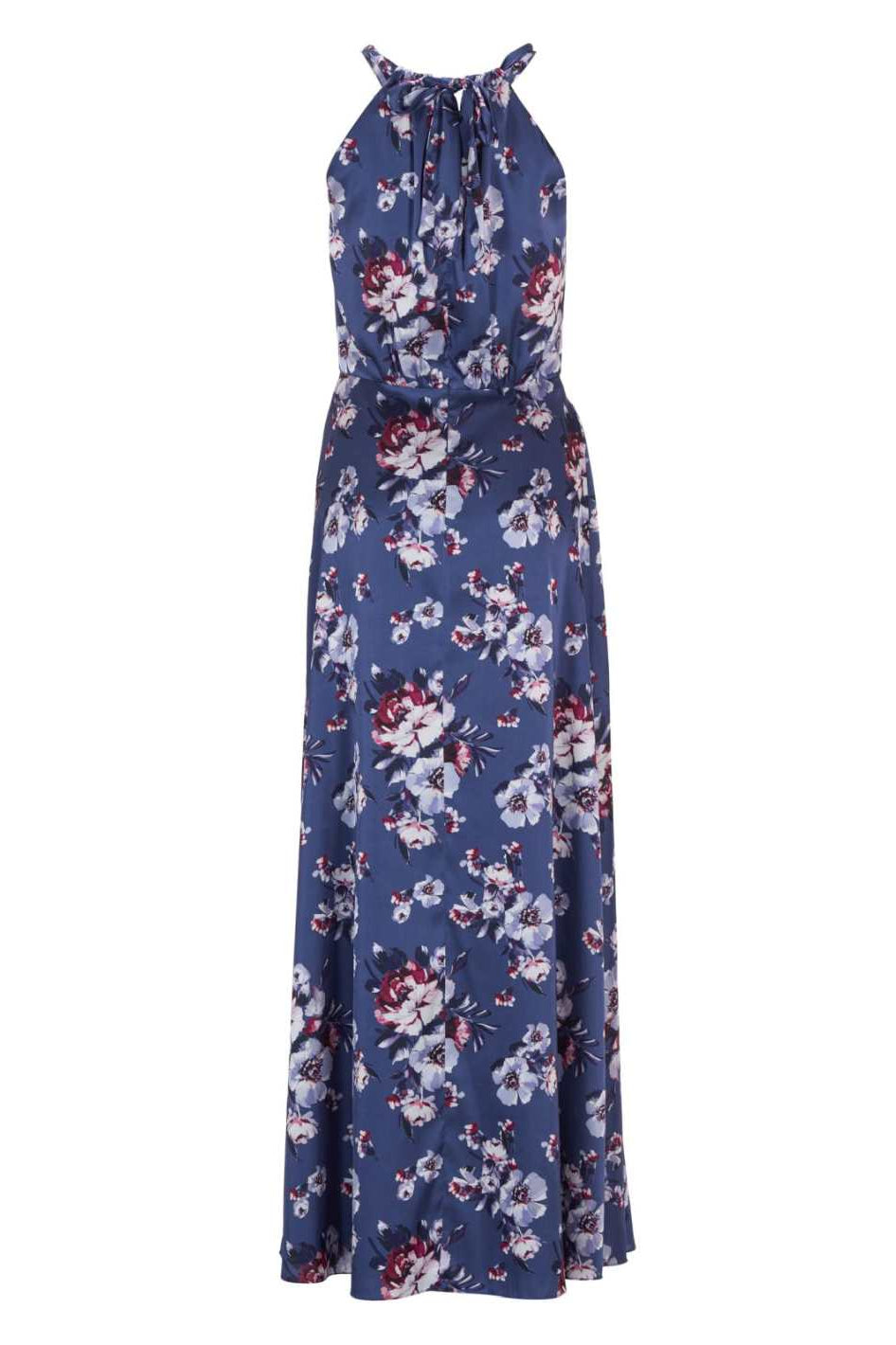 Abendkleid mit amerikanischem Ausschnitt aus bedrucktem Satin