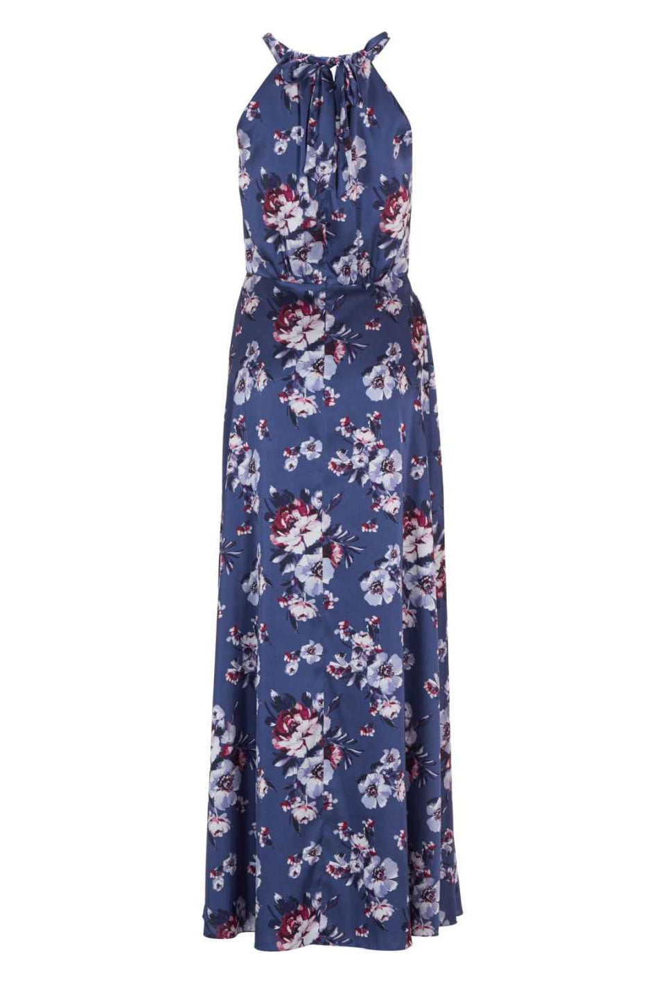 Abendkleid mit amerikanischem Ausschnitt aus bedrucktem Satin