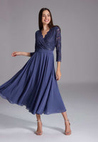 Cocktailkleid aus Material-Mix future blue