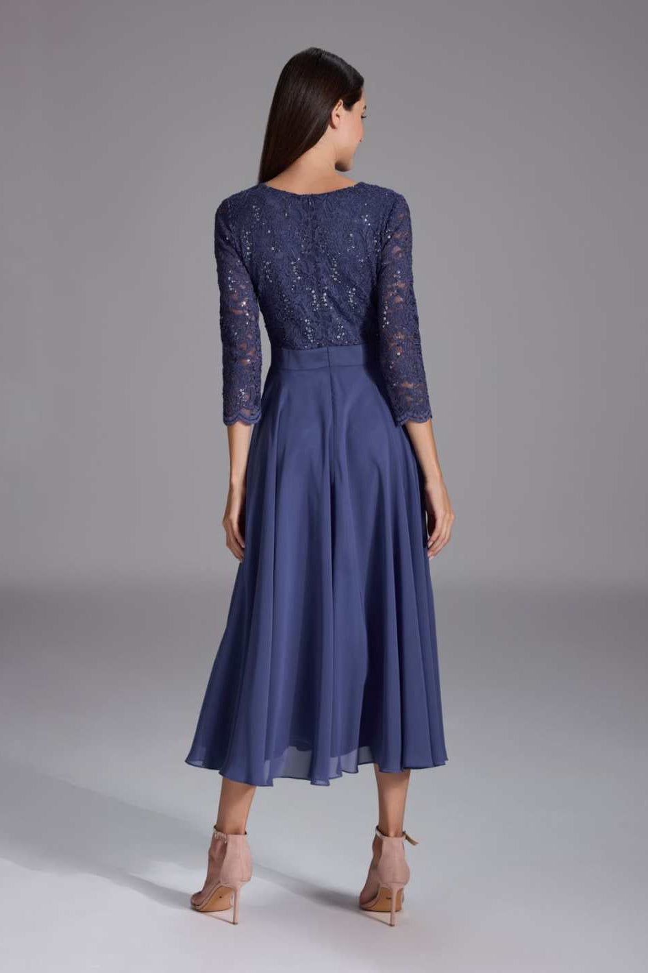 Cocktailkleid aus Material-Mix