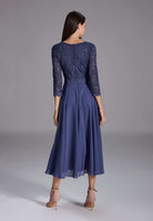 Cocktailkleid aus Material-Mix
