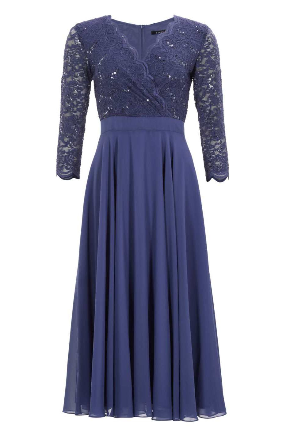 Cocktailkleid aus Material-Mix