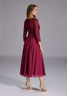 Cocktailkleid aus Material-Mix