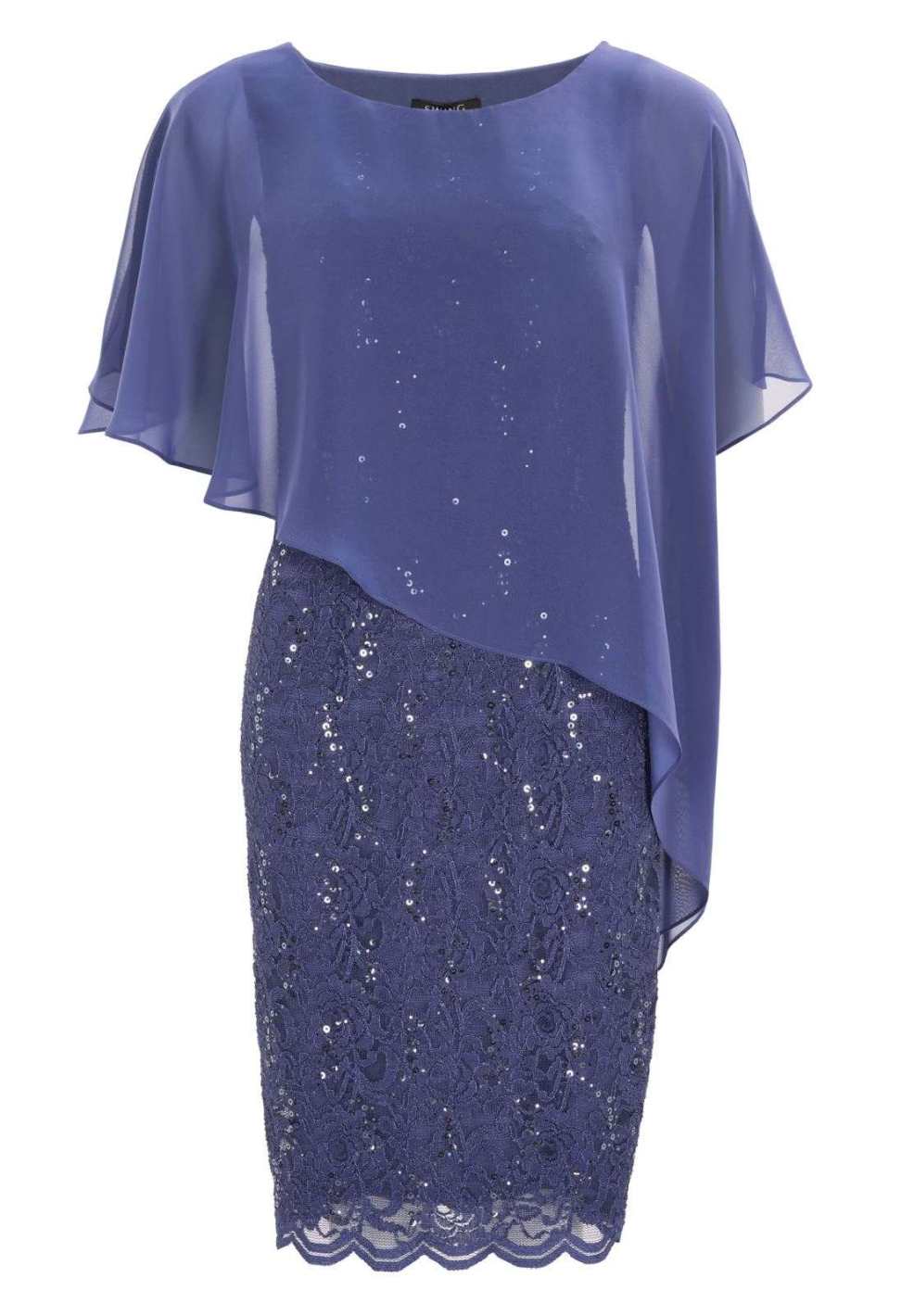 Pailletten-Kleid mit asymmetrischem Chiffon-Überwurf