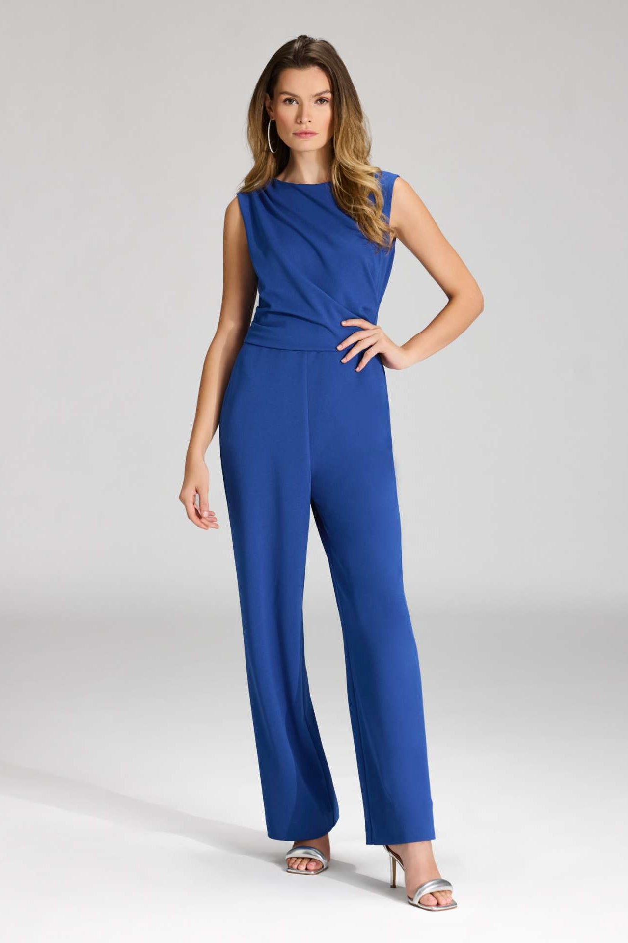 Jumpsuit aus Crepe Jersey mit Drapierung royal blue