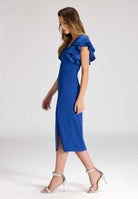 Etuikleid aus Crepe Jersey mit Volant Ärmeln