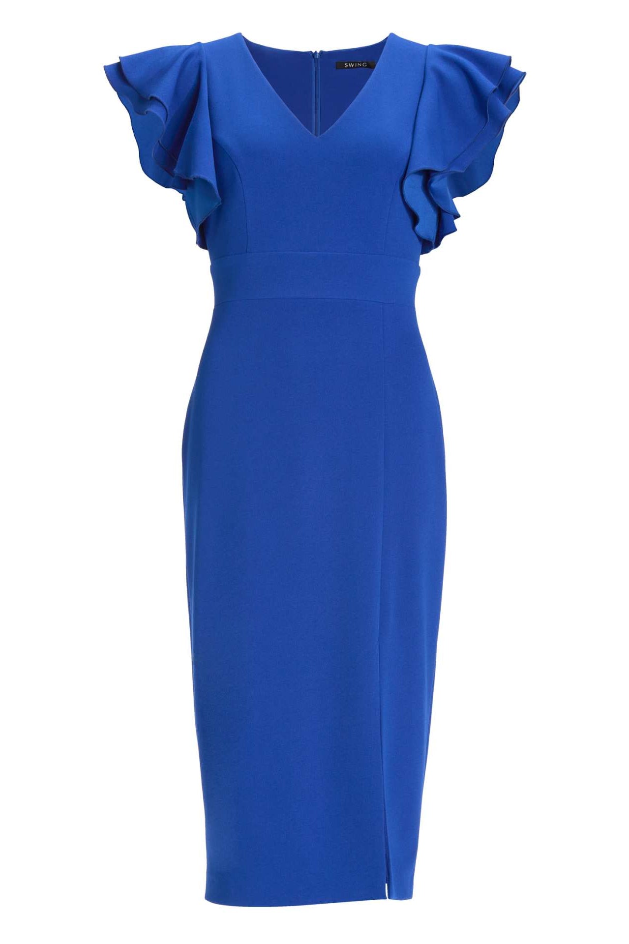 Etuikleid aus Crepe Jersey mit Volant Ärmeln
