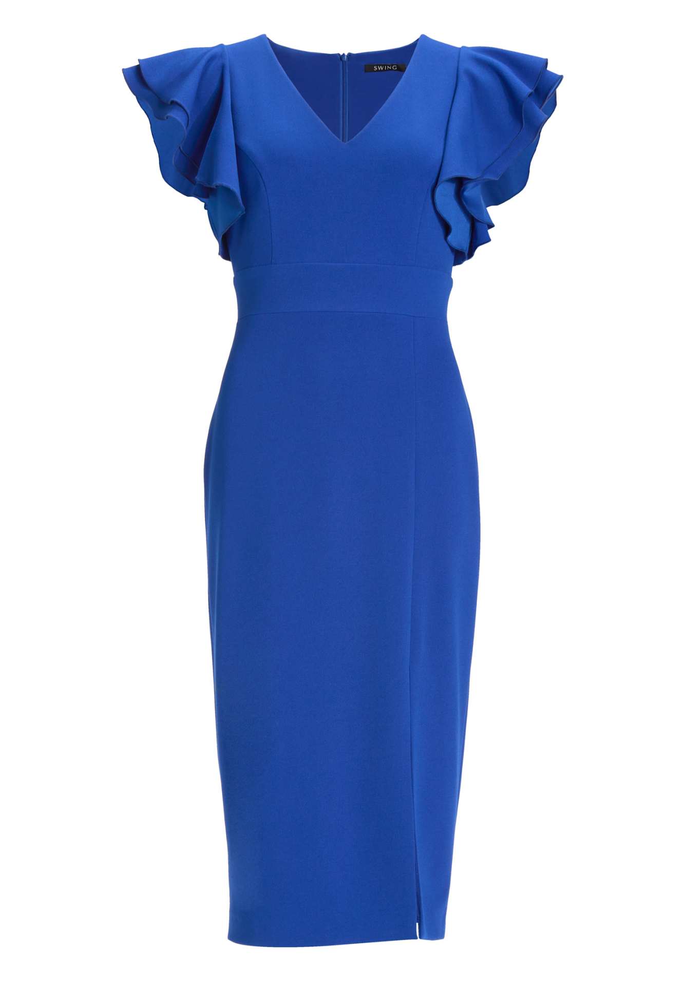 Etuikleid aus Crepe Jersey mit Volant Ärmeln