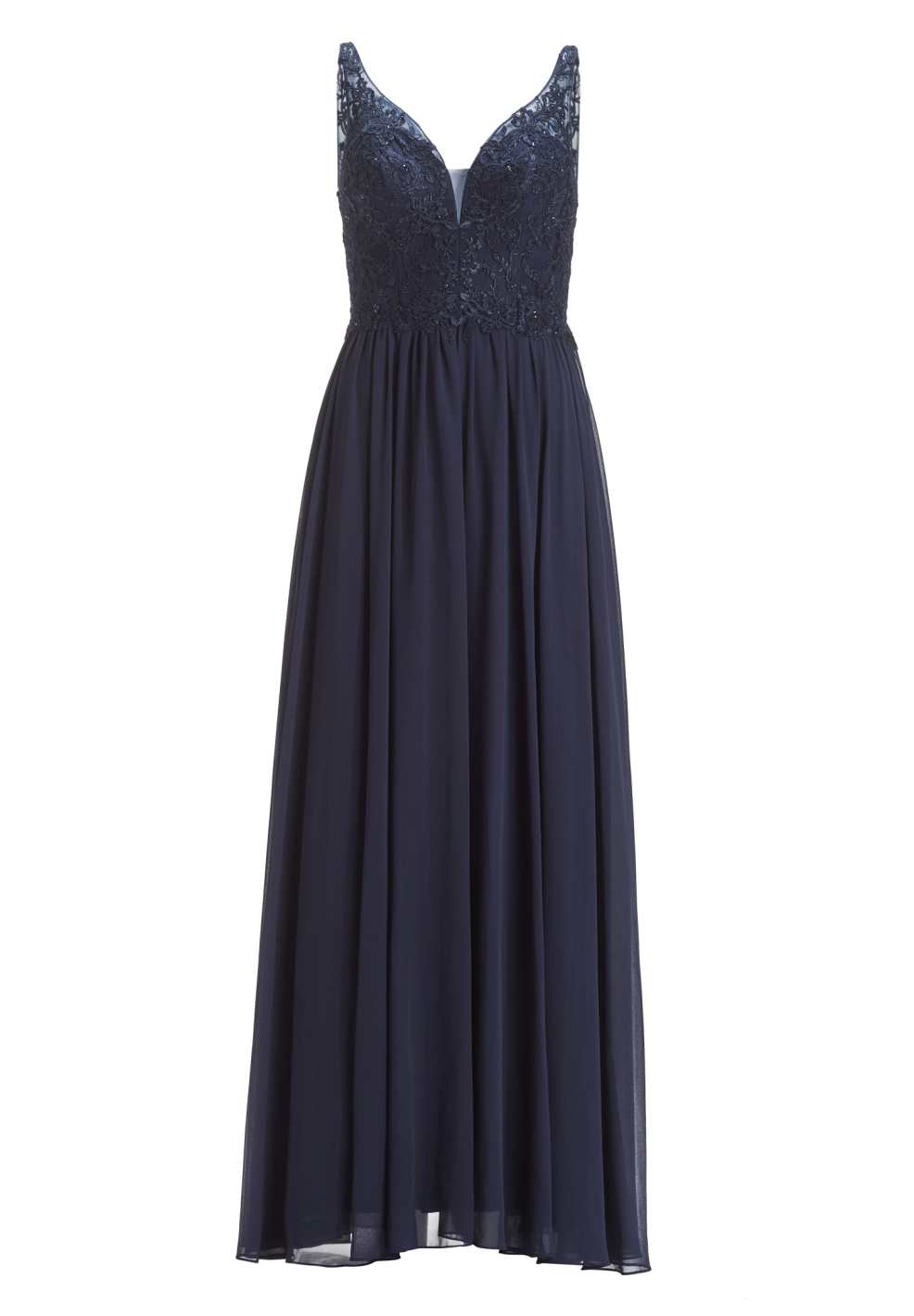 Chiffonkleid mit Spitzenstickerei