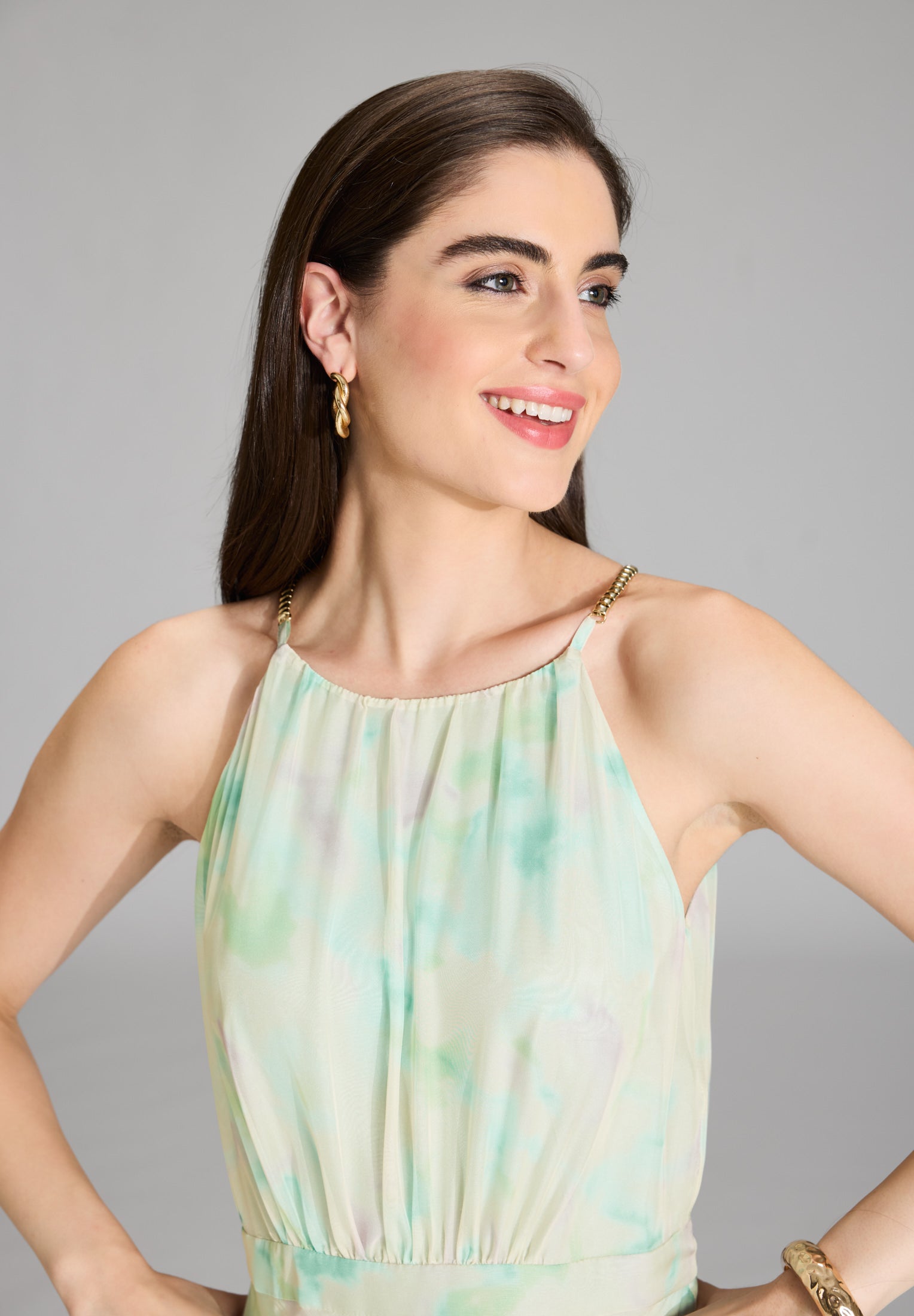 Abendkleid aus Chiffon mit Animal Print