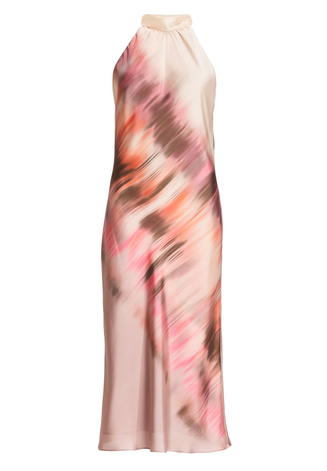 Bedrucktes Slip Dress aus Satin mit Stehkragen