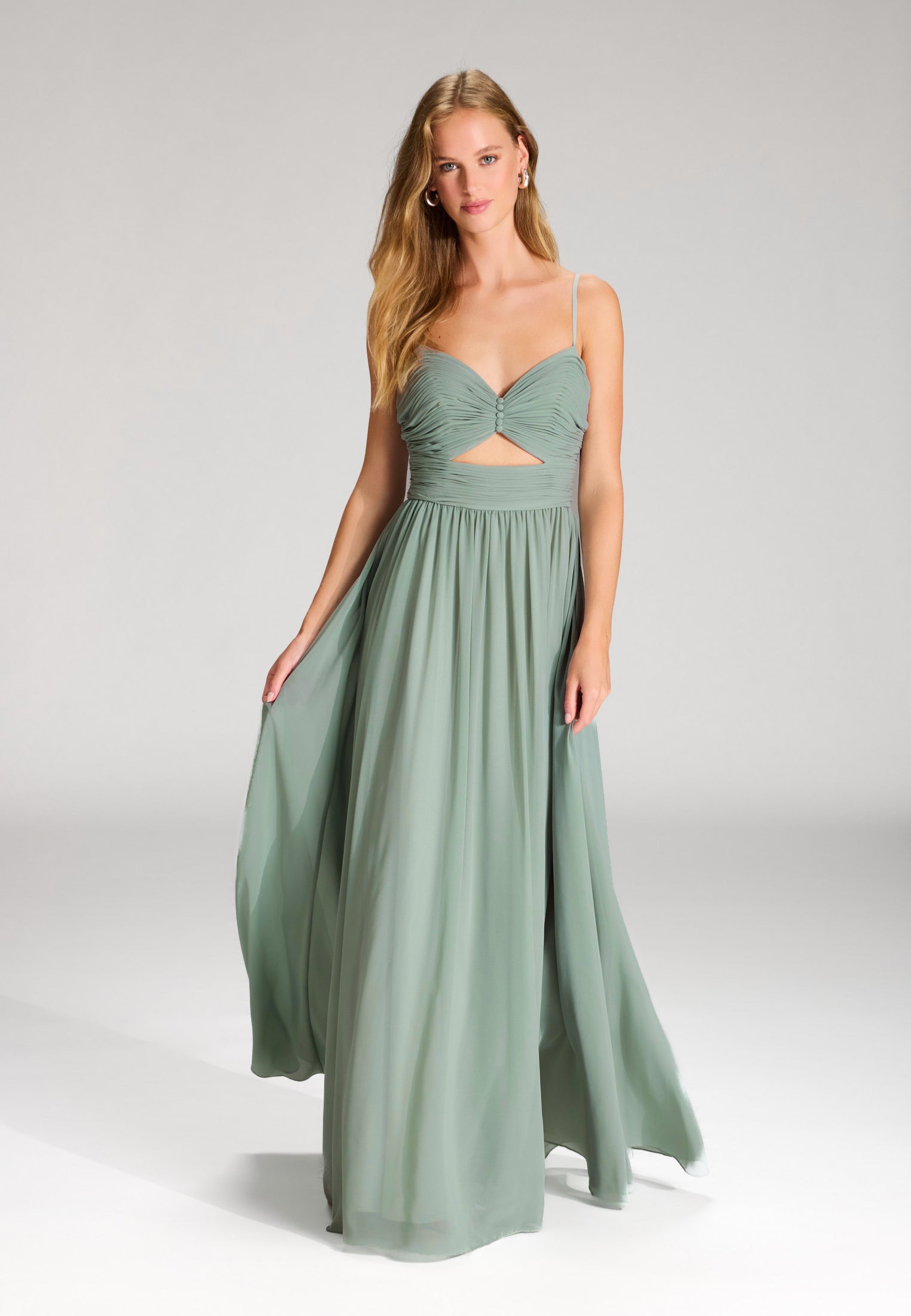 Chiffonkleid mit Cut-Out Detail und feiner Raffung mint ice