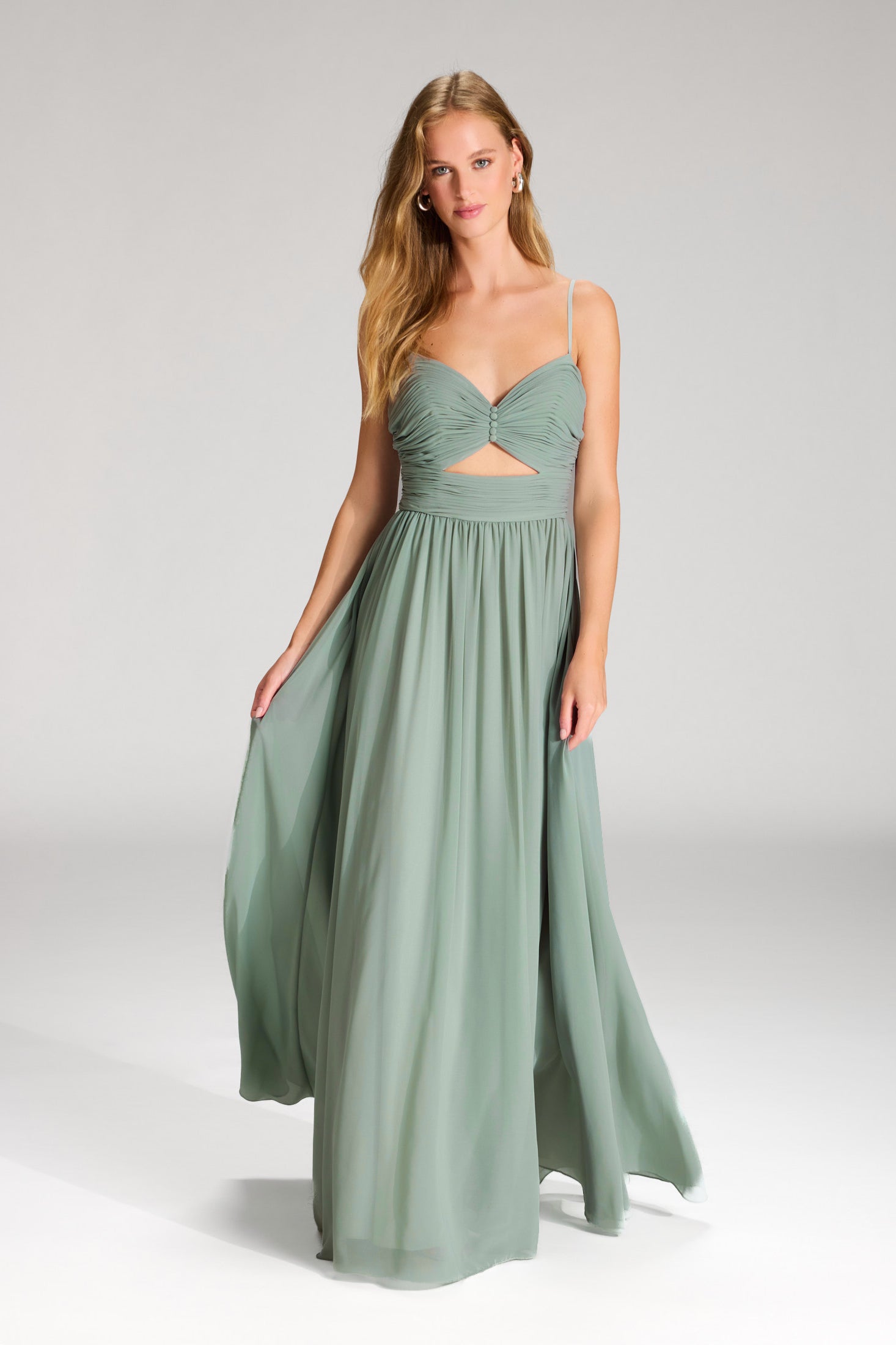 Chiffonkleid mit Cut-Out Detail und feiner Raffung mint ice