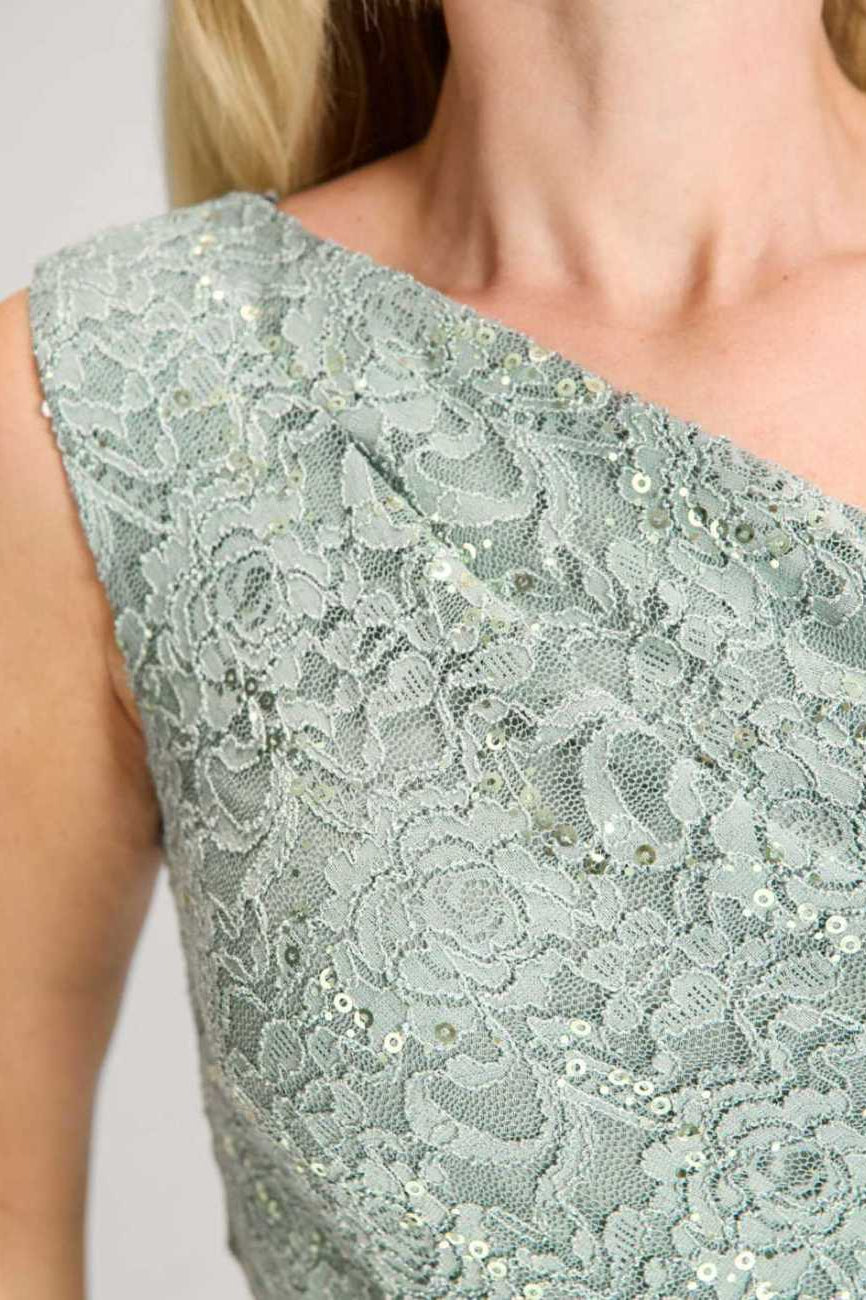 One Shoulder Midi Kleid aus Material Mix