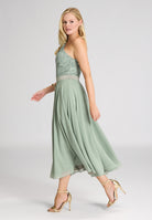 One Shoulder Midi Kleid aus Material Mix