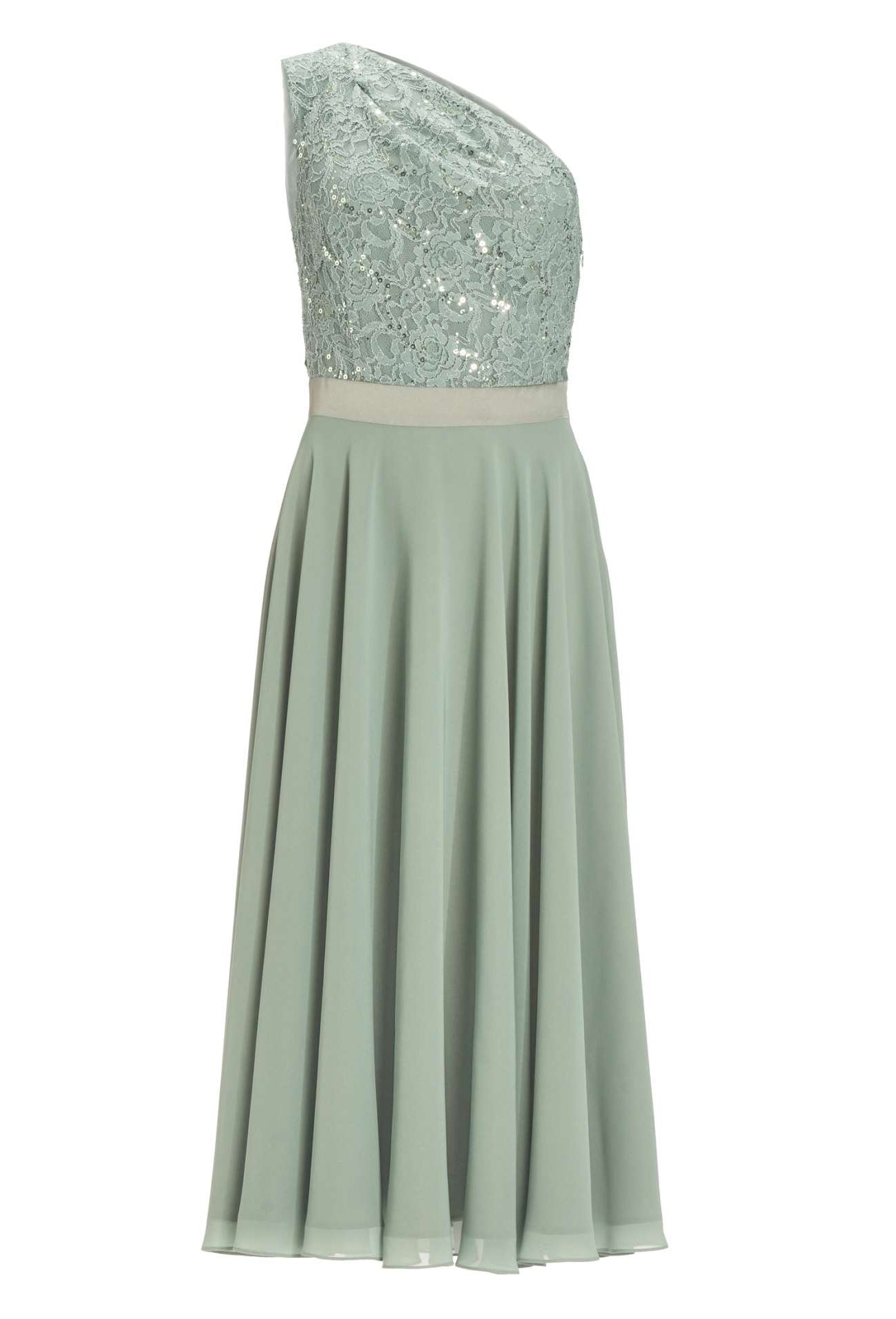 One Shoulder Midi Kleid aus Material Mix