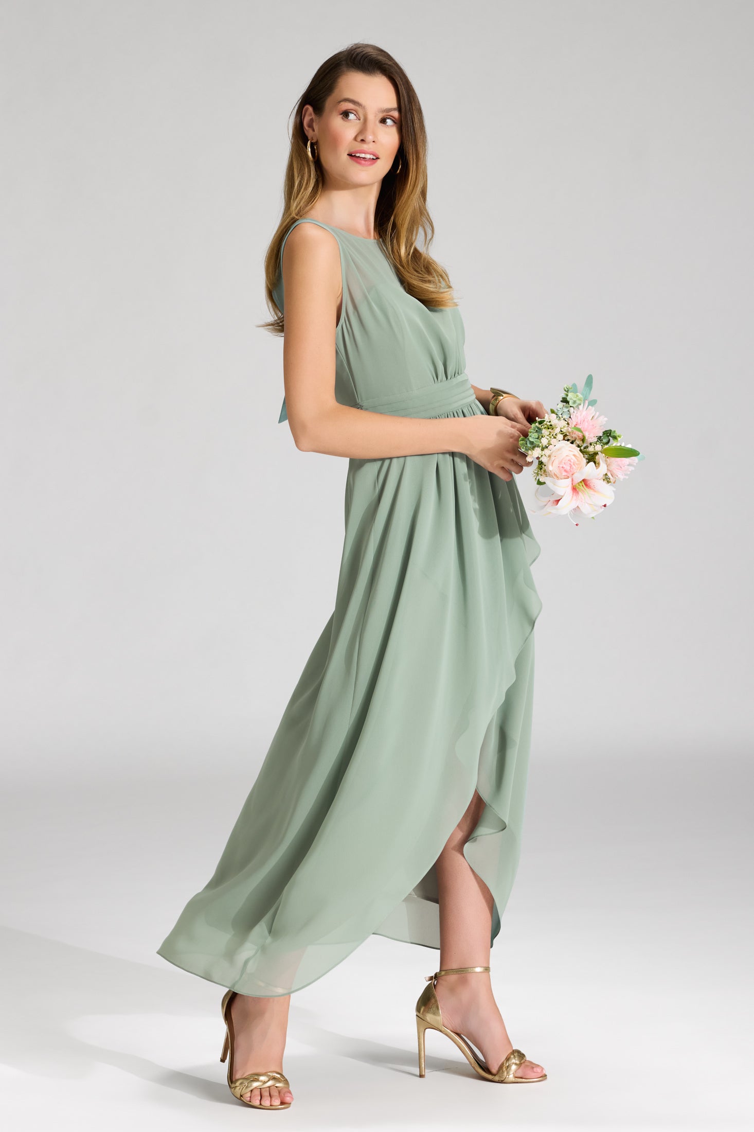 Abendkleid aus Chiffon mit Vokuhila Saum