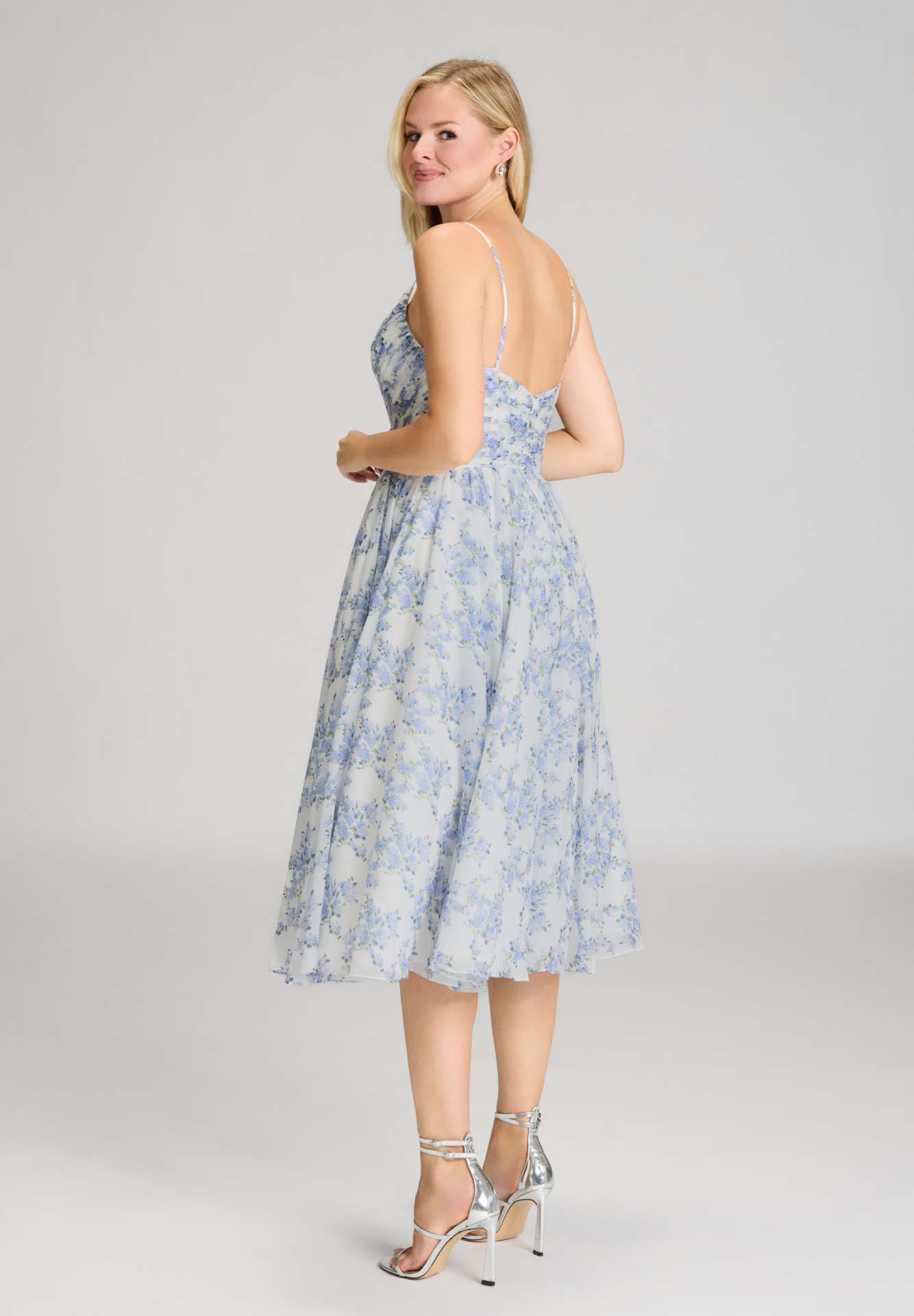 Midikleid aus Chiffon mit floralem Print