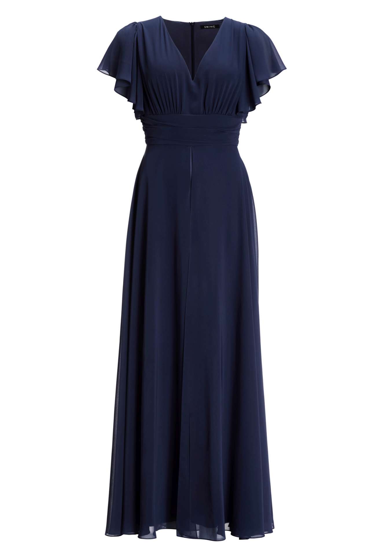 Chiffon Jumpsuit mit Überrock und Volantärmeln