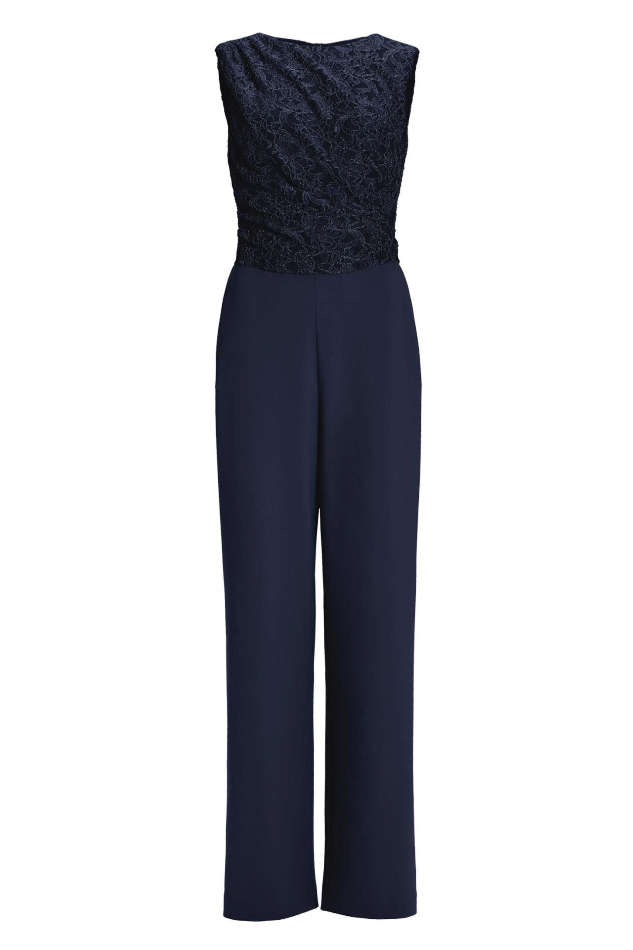 Jumpsuit aus Material-Mix mit Drapierung