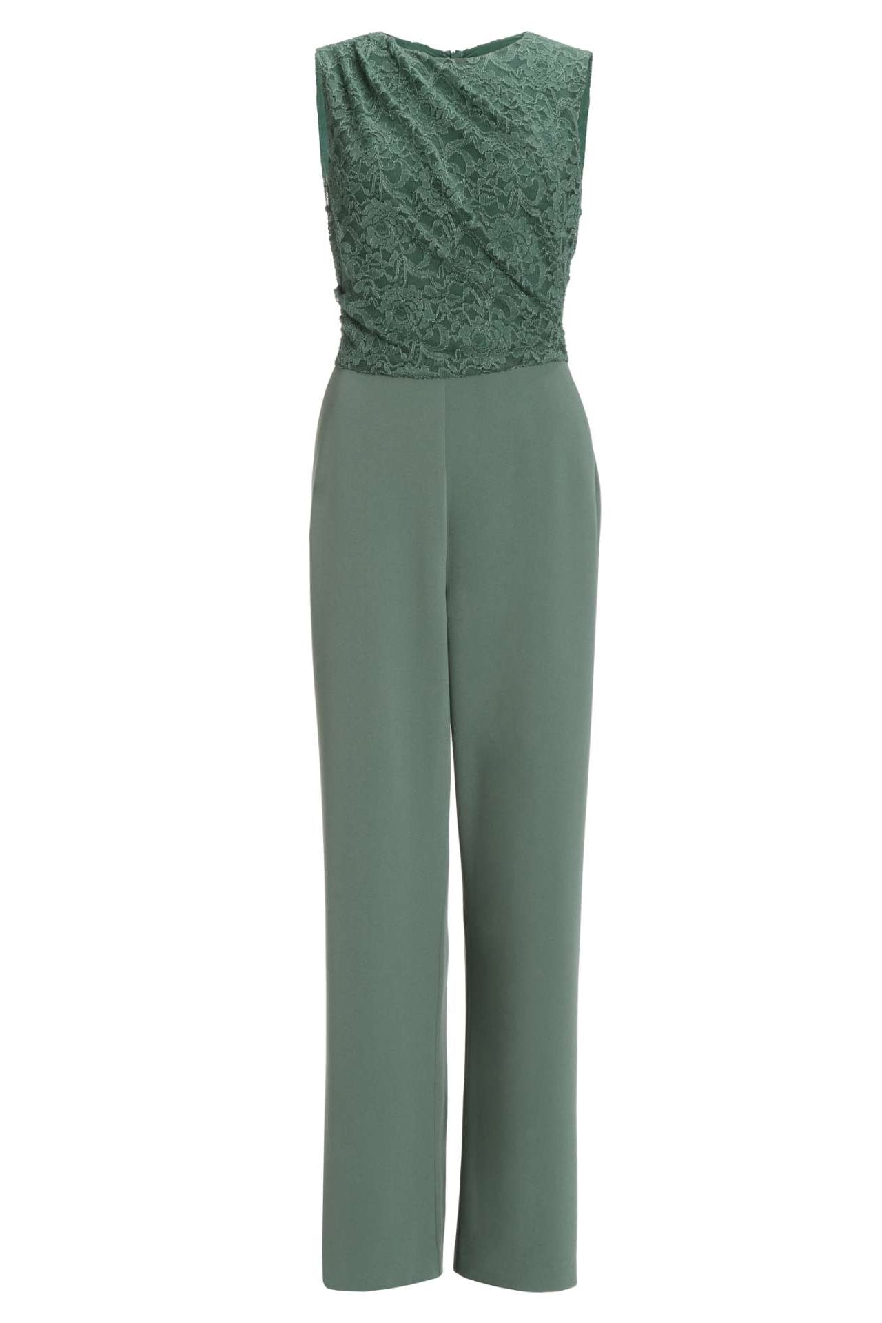 Jumpsuit aus Material-Mix mit Drapierung