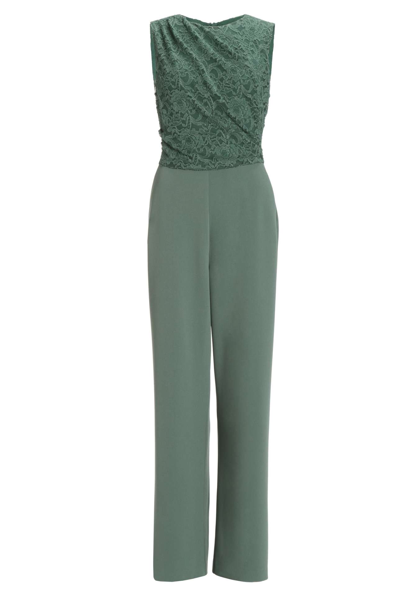 Jumpsuit aus Material-Mix mit Drapierung