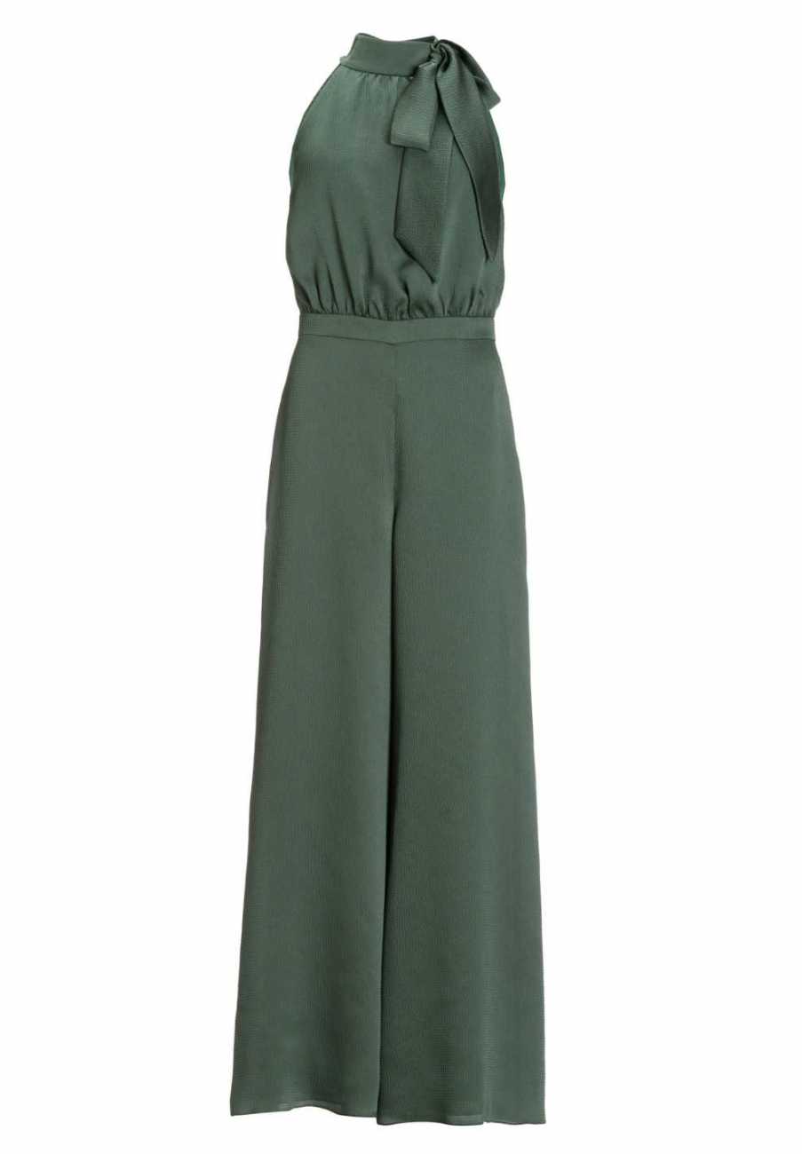 Jumpsuit mit Schluppe aus gehämmertem Satin