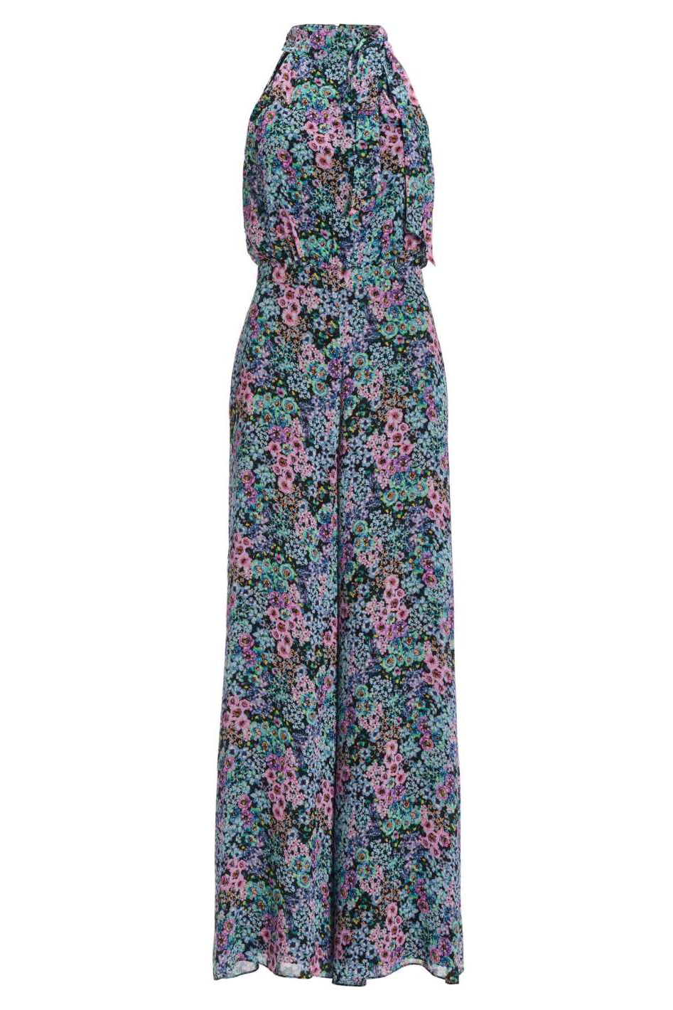 Jumpsuit mit Schluppe aus floral bedrucktem Viscose Material