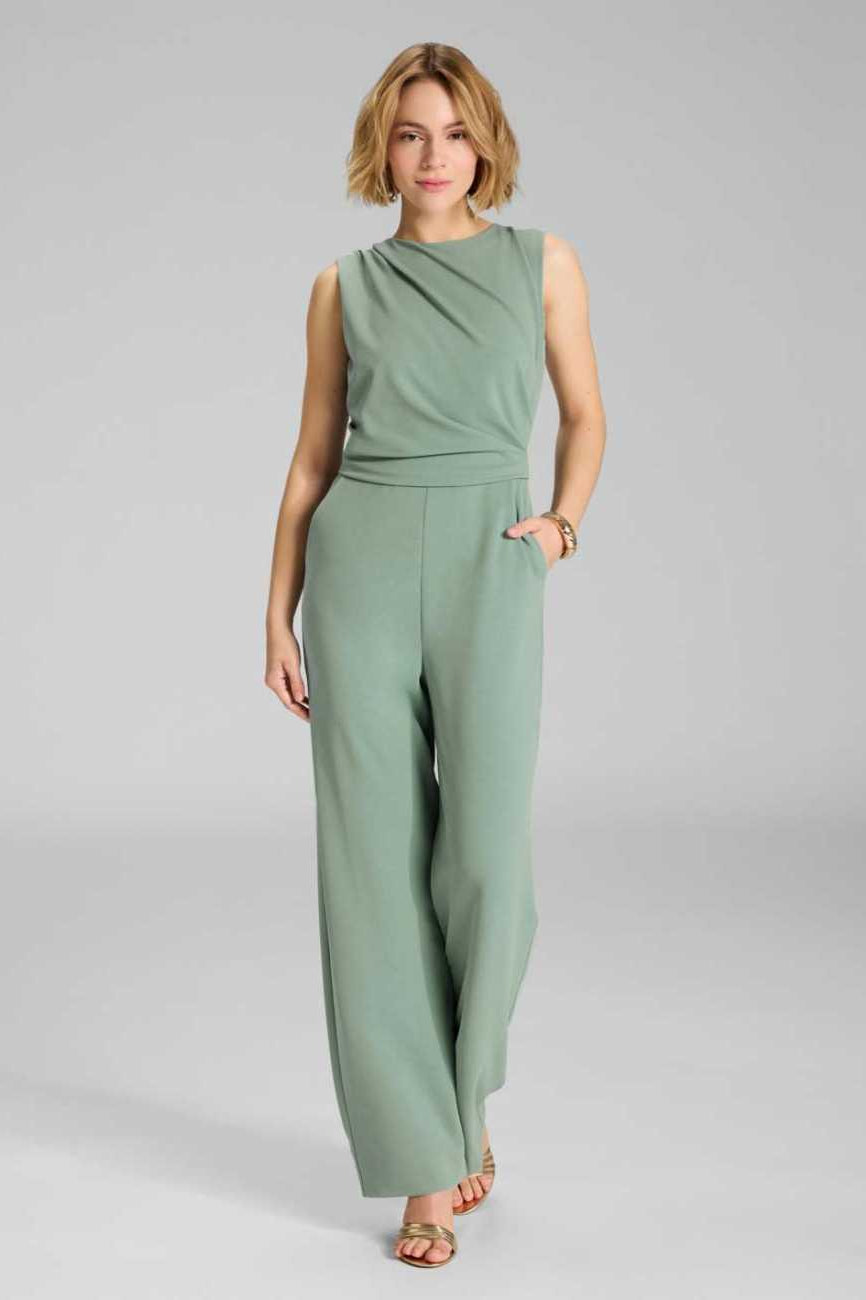 Jumpsuit aus Crepe Jersey mit Drapierung pistachio green