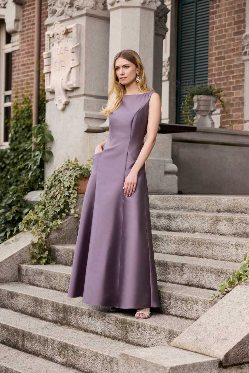 Abendkleid aus Twill mit Taschen mauve purple