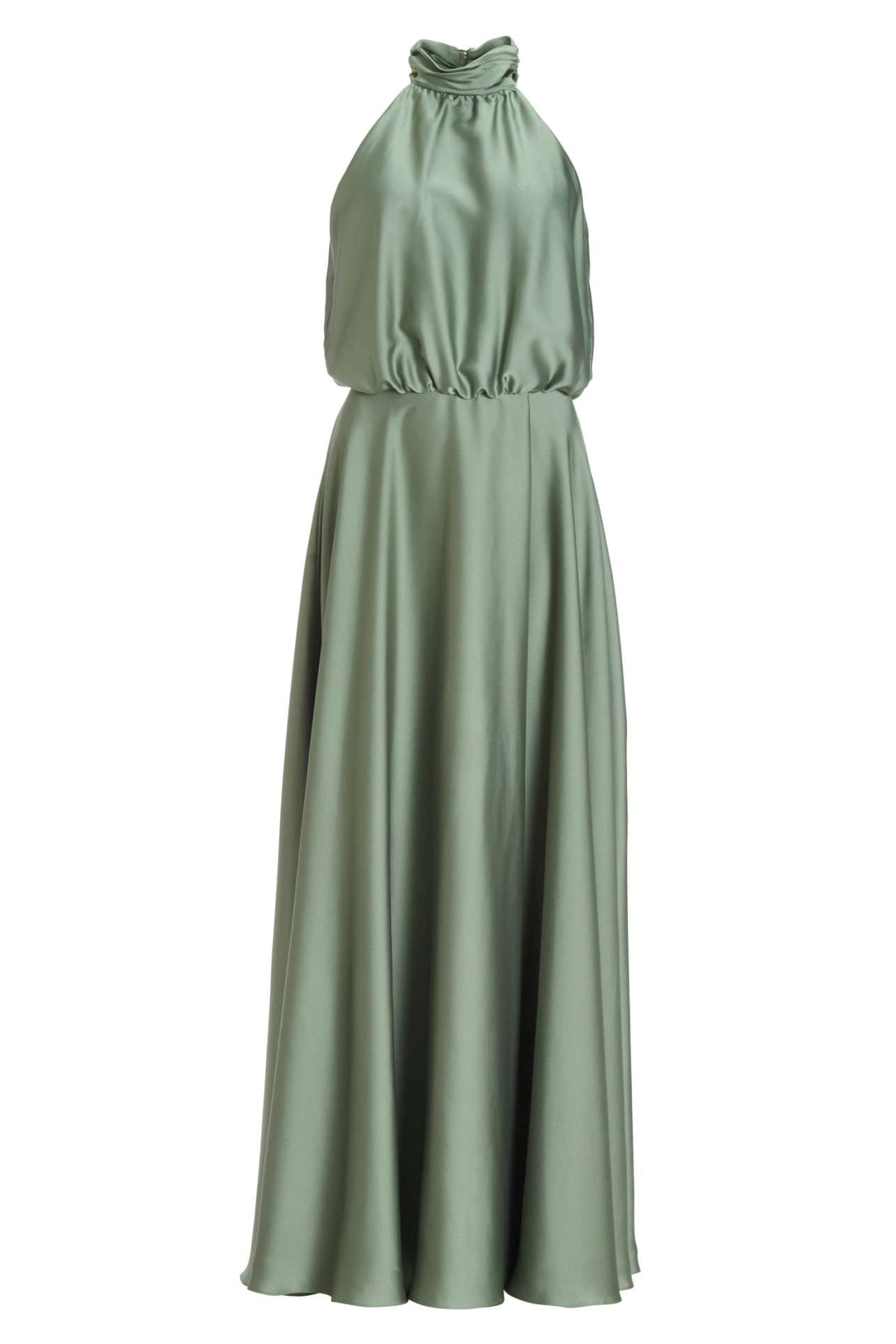 Abendkleid aus nachhaltigem Satin mit amerikanischem Ausschnitt und Beinschlitz