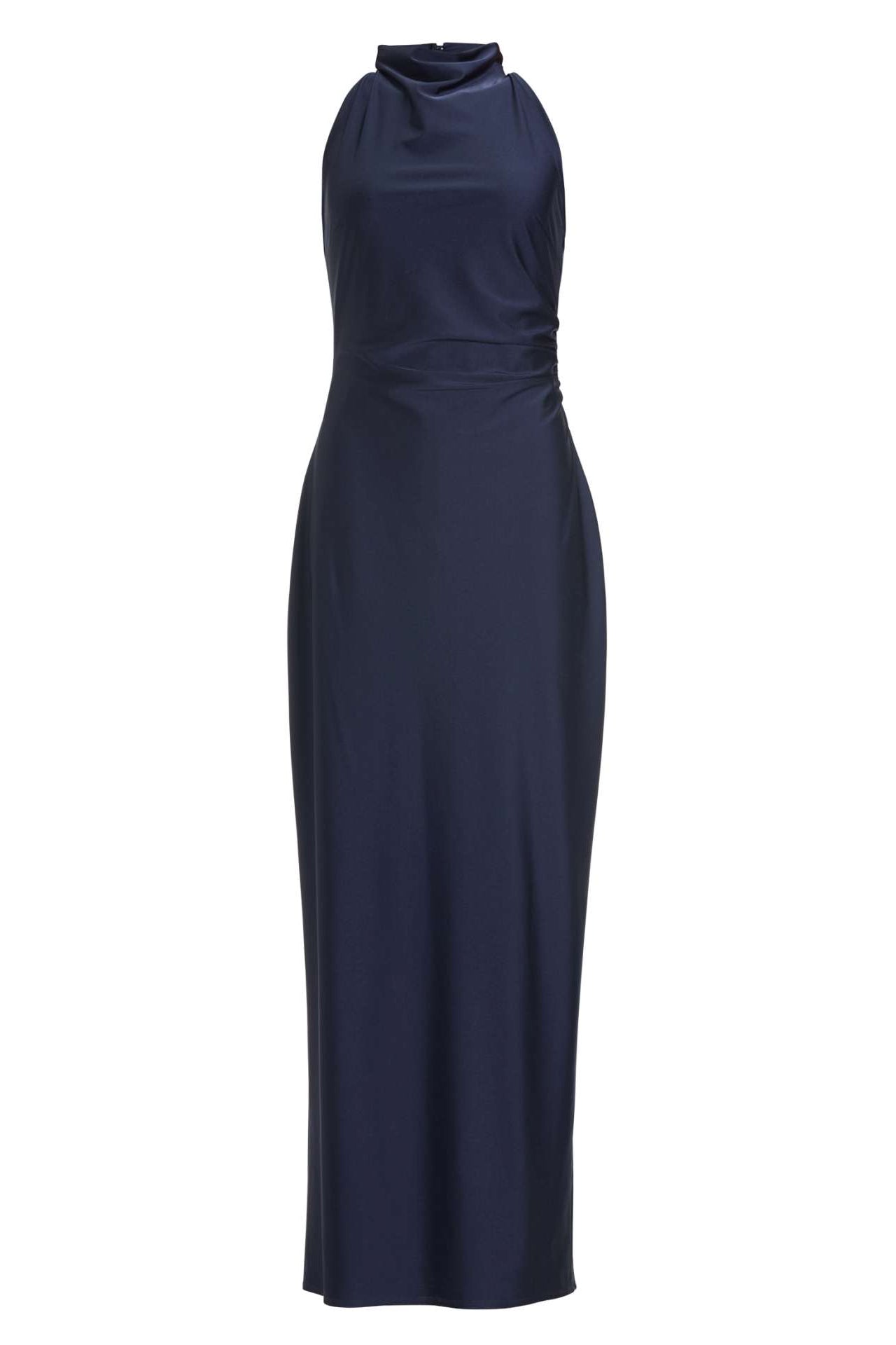 Abendkleid aus Jersey Satin mit Drapierung am Kragen