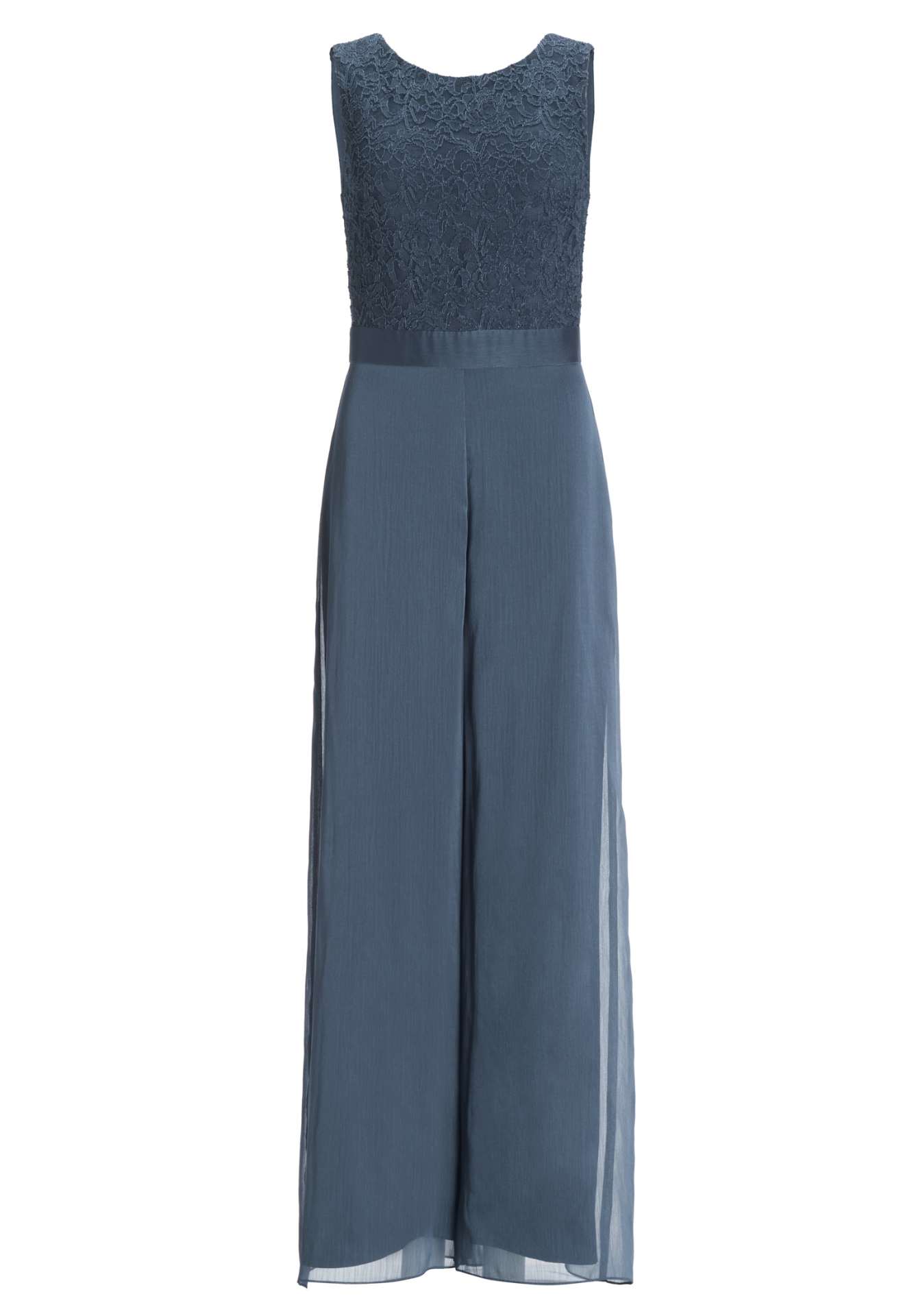 Jumpsuit mit weitem Bein und Oberteil aus elastischer Spitze