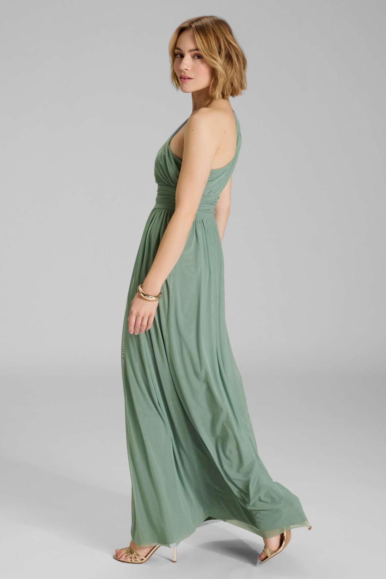 Abendkleid One Shoulder aus Mesh