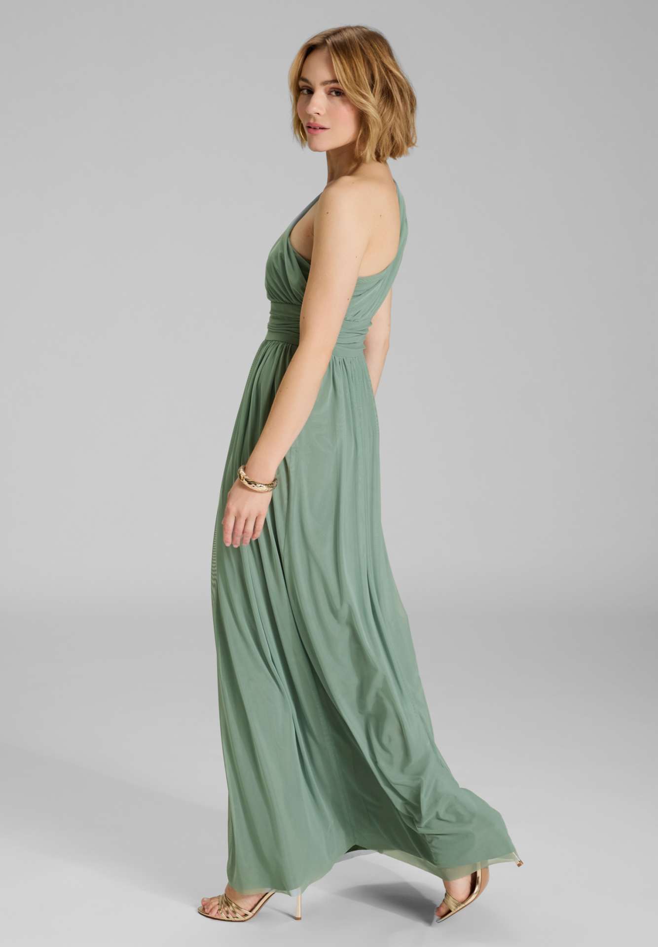 Abendkleid One Shoulder aus Mesh