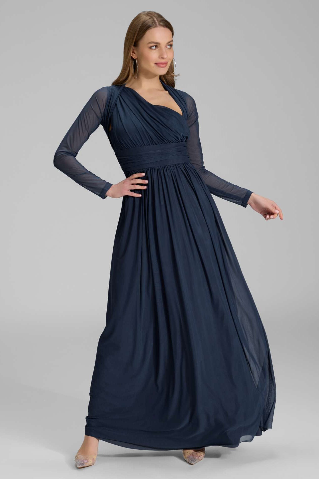 Bolero aus Mesh mit Raffblende navy