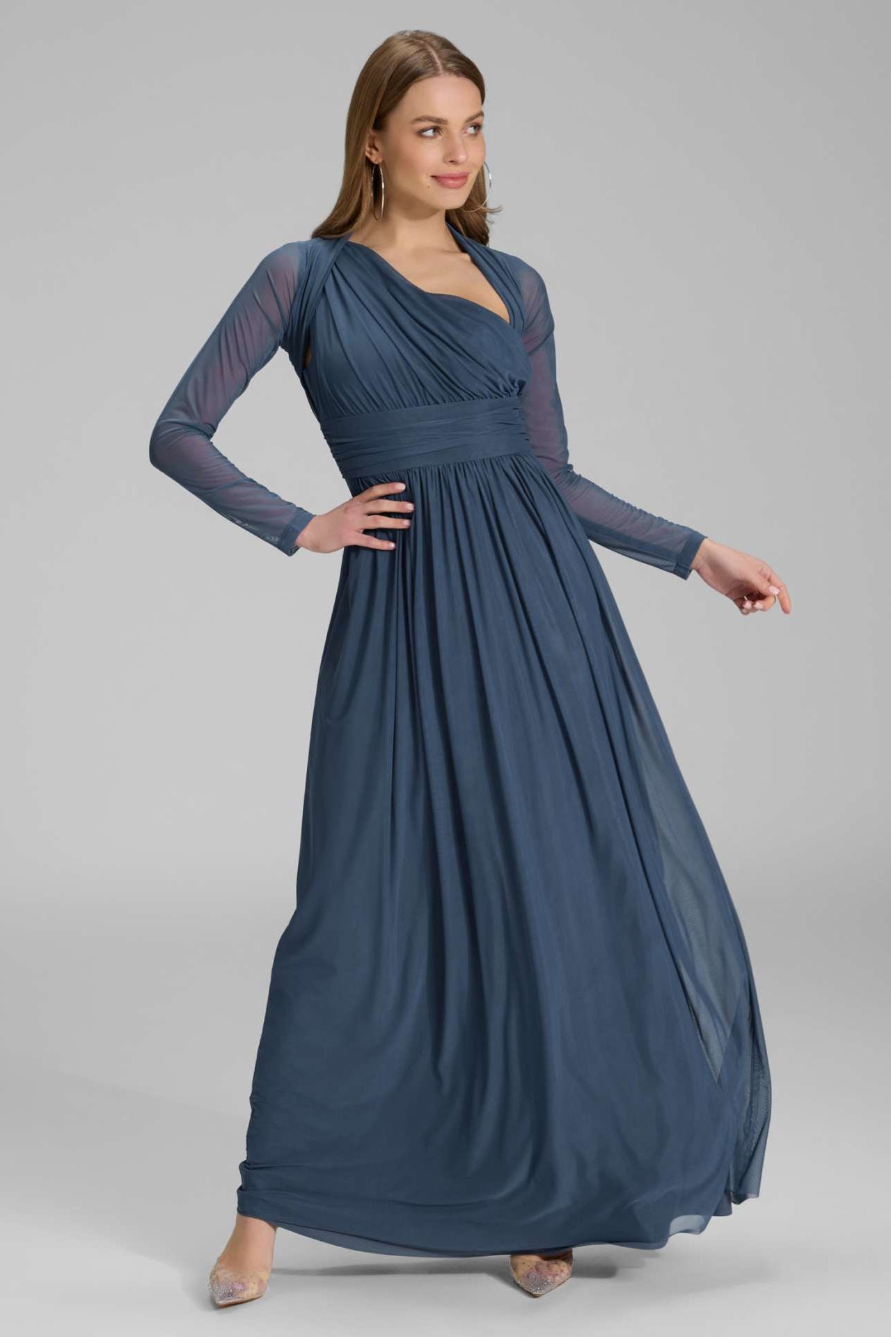 Bolero aus Mesh mit Raffblende timeless blue