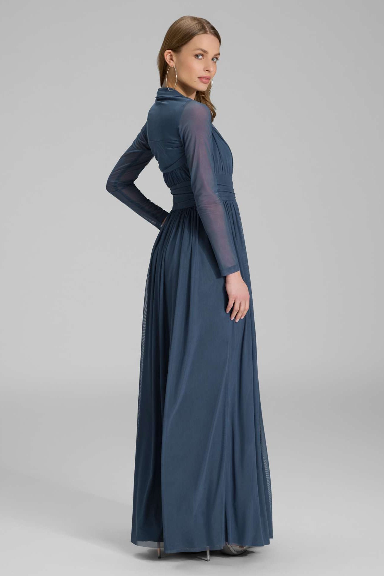 Bolero aus Mesh mit Raffblende