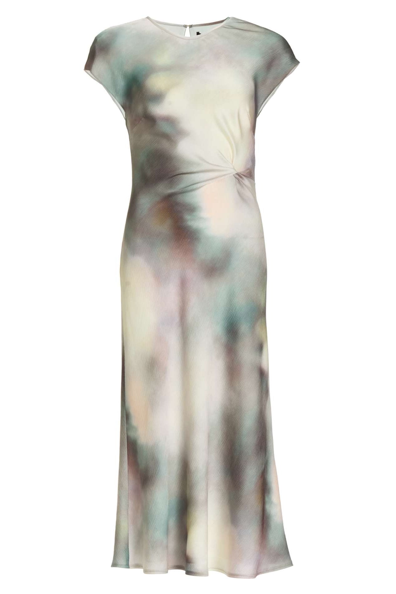 Slip Dress aus gehämmertem Satin mit abstraktem Druck