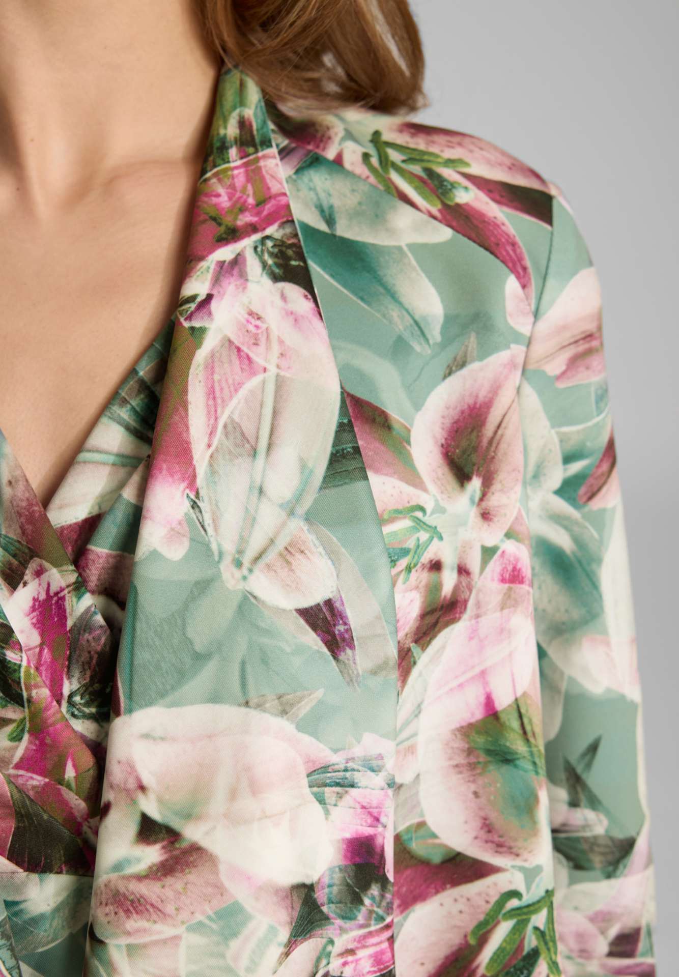 Bedruckter Scuba Blazer mit Wasserfall Kante