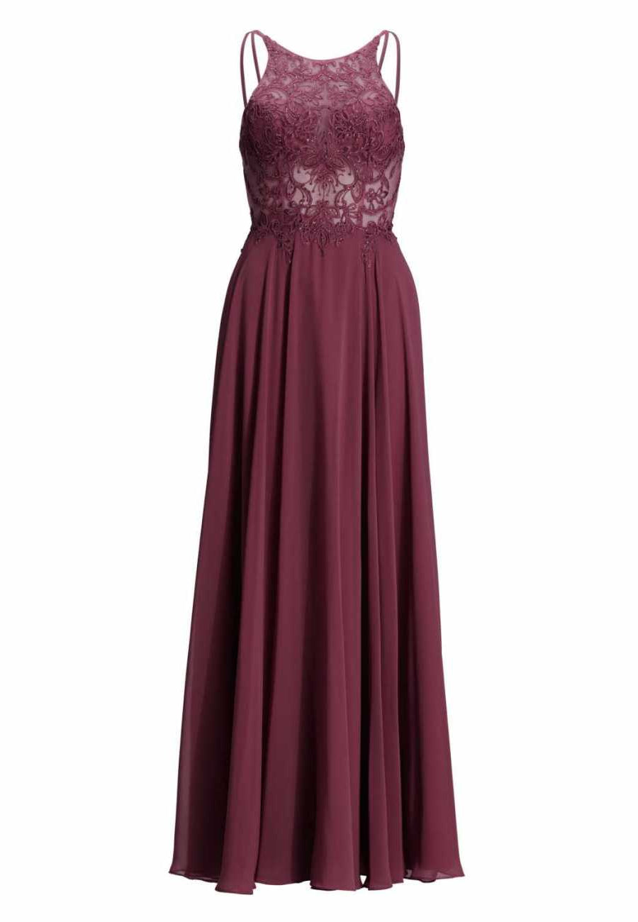 Abendkleid mit Stickerei und Chiffonrock