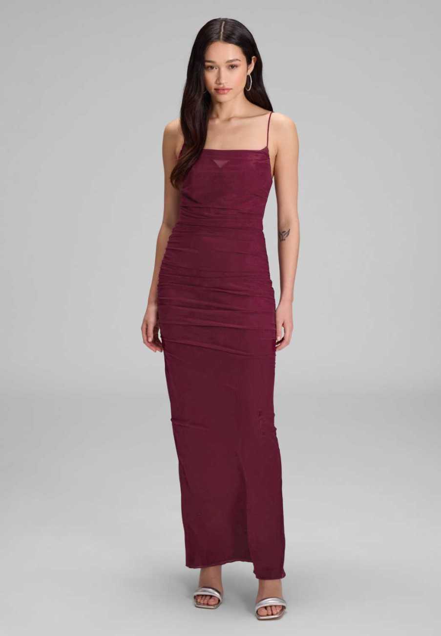 Bodycon-Kleid mit feinen Raffungen mulberry